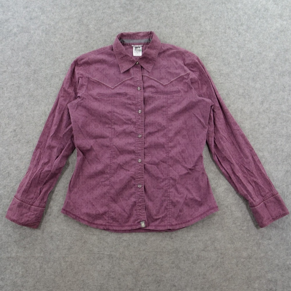 The North Face Top Shirt Womens Medium Purple Button Long Sleeve Western Outdoor